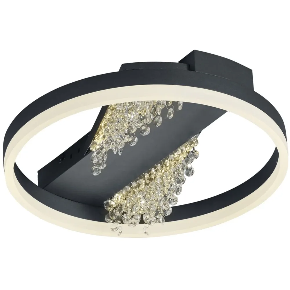 Deckenlampe Einar Schwarz Metall 40 cm 11 cm - LED - Lichtfarbe: Extra warmweiss - Deckenlampe- LED Energiesparlampe
