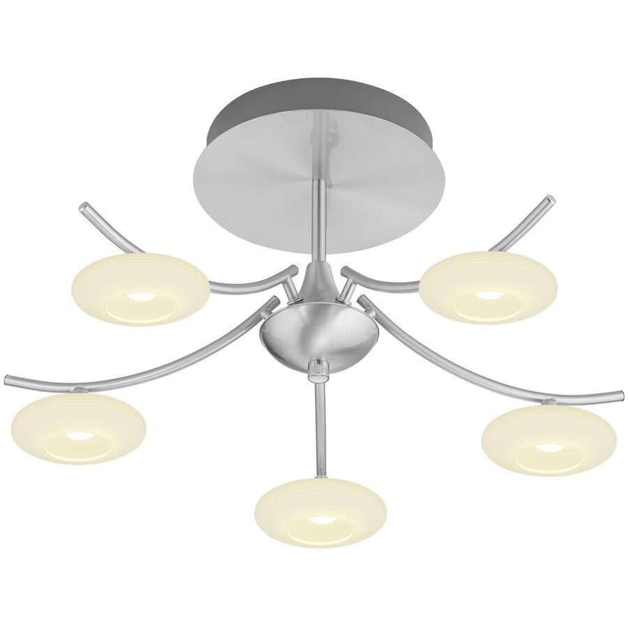 Deckenlampe Kari Grau Metall 53 cm 28 cm - Farbe: Nickel matt mit Chrom - LED - Lichtfarbe: Extra warmweiss - Deckenlampe- LED Energiesparlampe