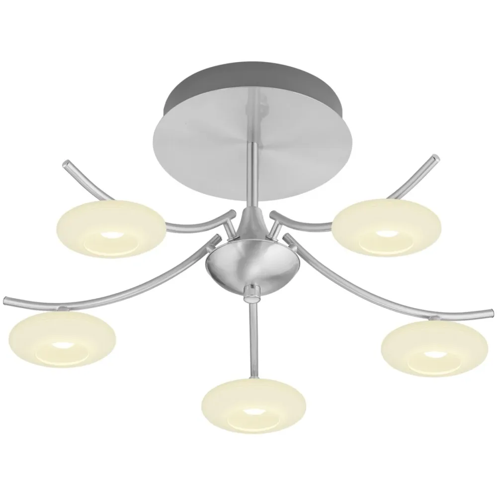 Deckenlampe Kari Grau Metall 53 cm 28 cm - Farbe: Nickel matt mit Chrom - LED - Lichtfarbe: Extra warmweiss - Deckenlampe- LED Energiesparlampe