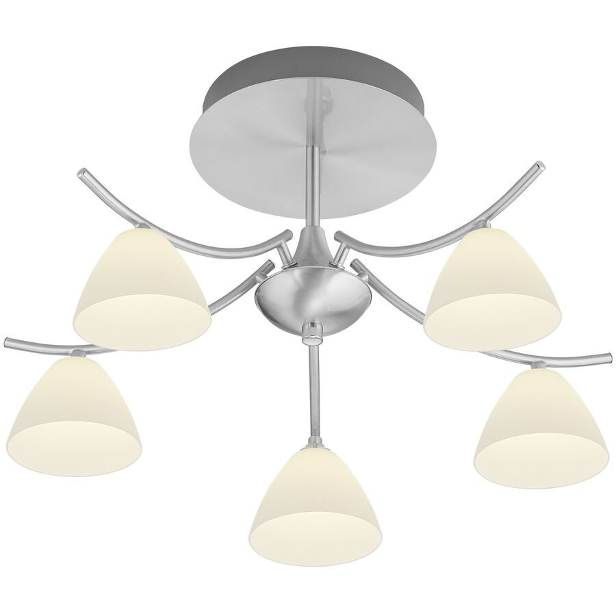 Deckenlampe Emmeline Grau Metall 53 cm 33 cm - Farbe: Nickel matt mit Chrom - LED - Lichtfarbe: Extra warmweiss - Deckenlampe- LED Energiesparlampe