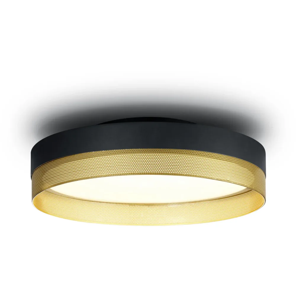 Deckenlampe Hakam Gold/Schwarz Metall 45 cm 14 cm - Farbe: schwarz-gold - LED - Lichtfarbe: Extra warmweiss - Deckenlampe- LED Energiesparlampe