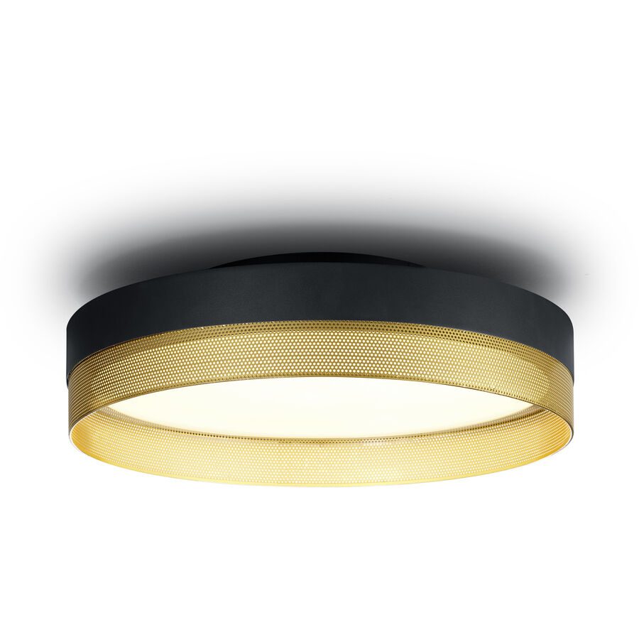 Deckenlampe Hakam Gold/Schwarz Metall 45 cm 14 cm - Farbe: schwarz-gold - LED - Lichtfarbe: Extra warmweiss - Deckenlampe- LED Energiesparlampe