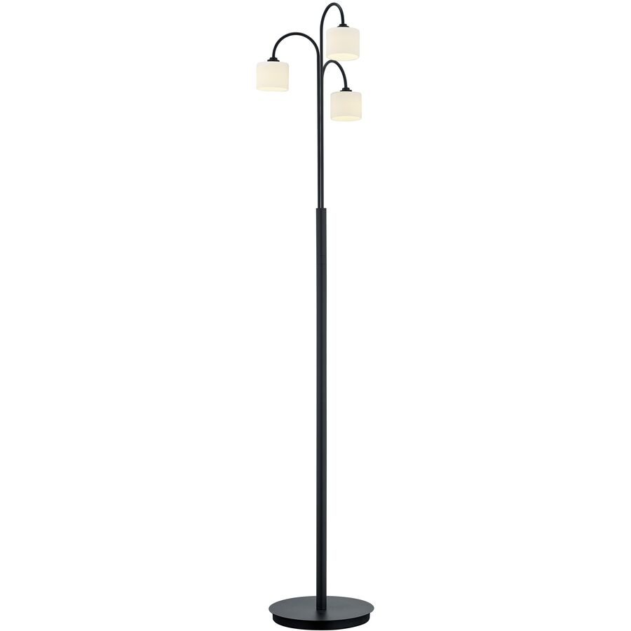 Stehlampe Anika Schwarz/Weiss Metall 150 cm - Farbe: schwarz, weiss - LED - Lichtfarbe: Extra warmweiss - Stehlampe- LED Energiesparlampe