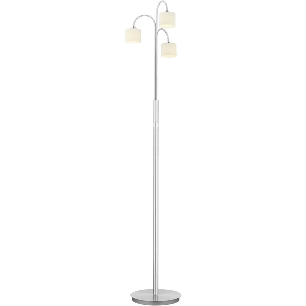Stehlampe Anika Silber/Weiss Metall 150 cm - Farbe: Chrom, Weiss - LED - Lichtfarbe: Extra warmweiss - Stehlampe- LED Energiesparlampe