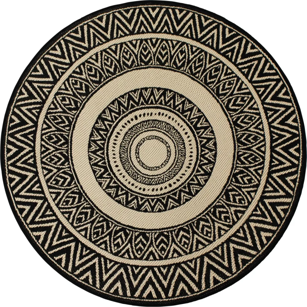 Outdoor-Teppich Jolie schwarz Paisleymuster Polypropylen 150 x 150 cm - Outdoor-Teppich