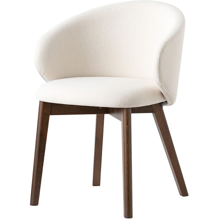 CONNUBIA Stuhl 2er-Set Tuka Beige/Braun Stoff/Holz 56 cm - Farbe: Écru, Dunkelbraun - Material: Stoff, Buche - Stuhl 2er-Set