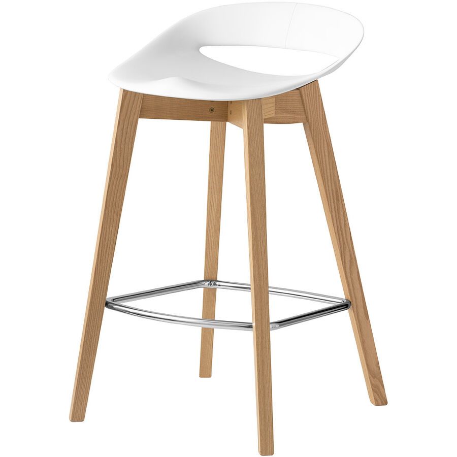 CONNUBIA Barhocker Cosmopolitan Weiss Holz 46 cm 78 cm - Farbe: weiss/esche - Material: Esche/Polypropylen - Barhocker