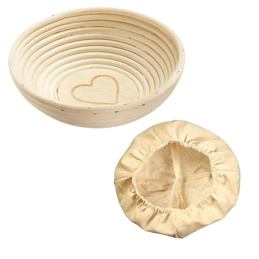 Set Gärkorb rund mit Bezug mit Herz D24.5 x 8.5cm
