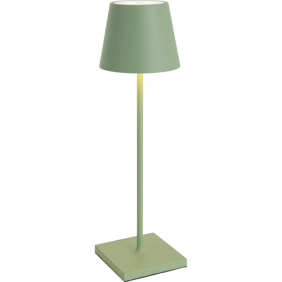 Tischlampe Aline Grün Aluminium 11 cm 38 cm - Farbe: Hellolivgrün - LED - Lichtfarbe: Extra warmweiss - Tischlampe- LED Energiesparlampe