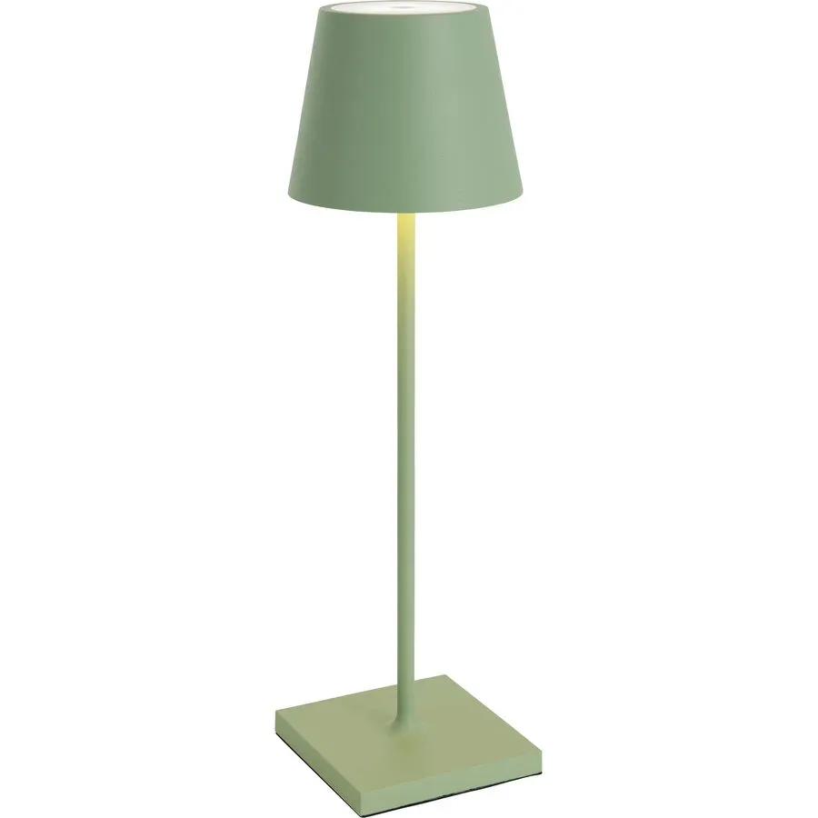 Tischlampe Aline Grün Aluminium 11 cm 38 cm - Farbe: Hellolivgrün - LED - Lichtfarbe: Extra warmweiss - Tischlampe- LED Energiesparlampe