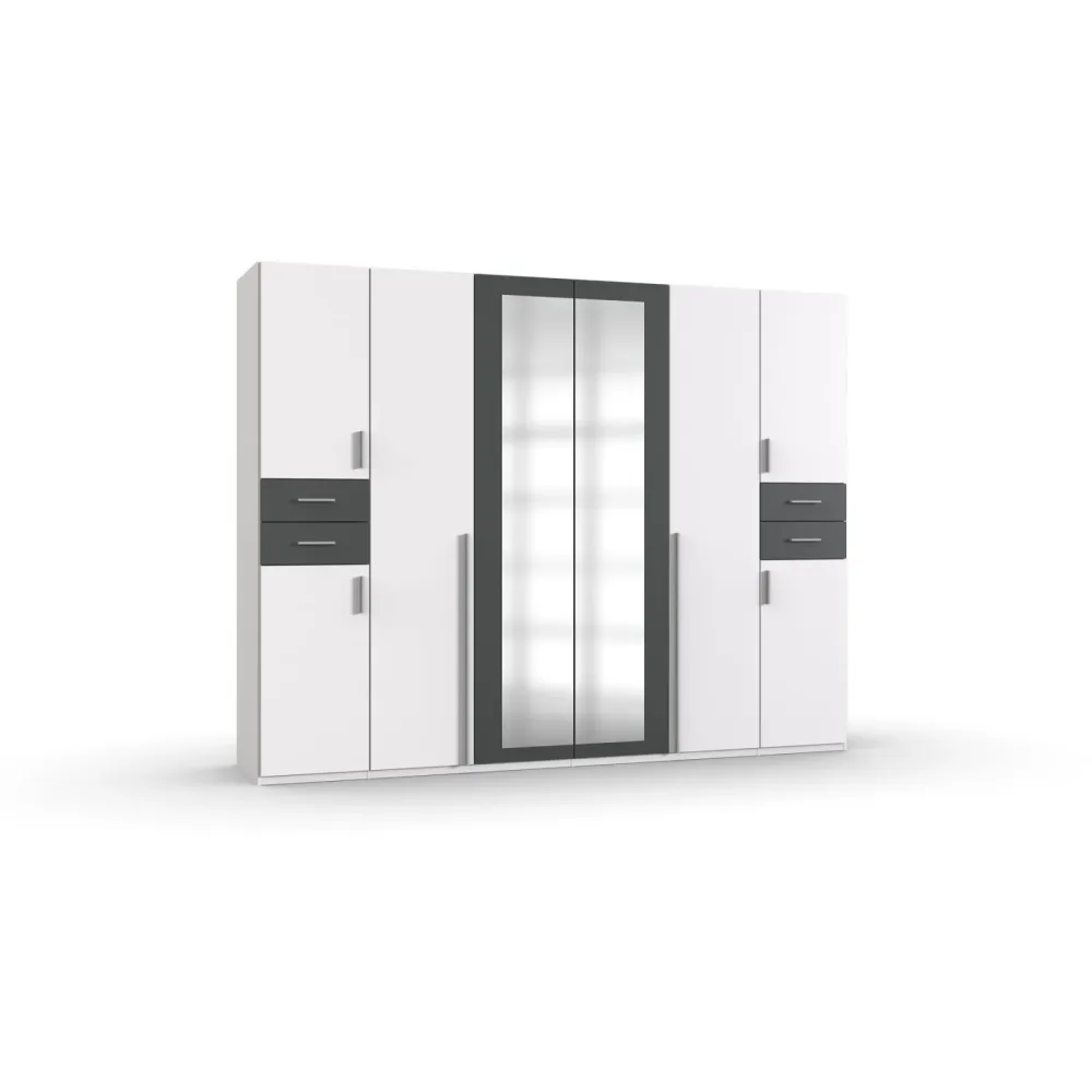 Kleiderschrank Vasquez Weiss Holzwerkstoff 270 cm 58 cm 208 cm - Farbe: Weiss/graphit - Kleiderschrank