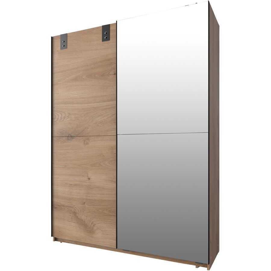 Kleiderschrank Chantel Braun/Grau Holzwerkstoff 135 cm 64 cm 198 cm - Farbe: Plankeneiche/graphit - Kleiderschrank