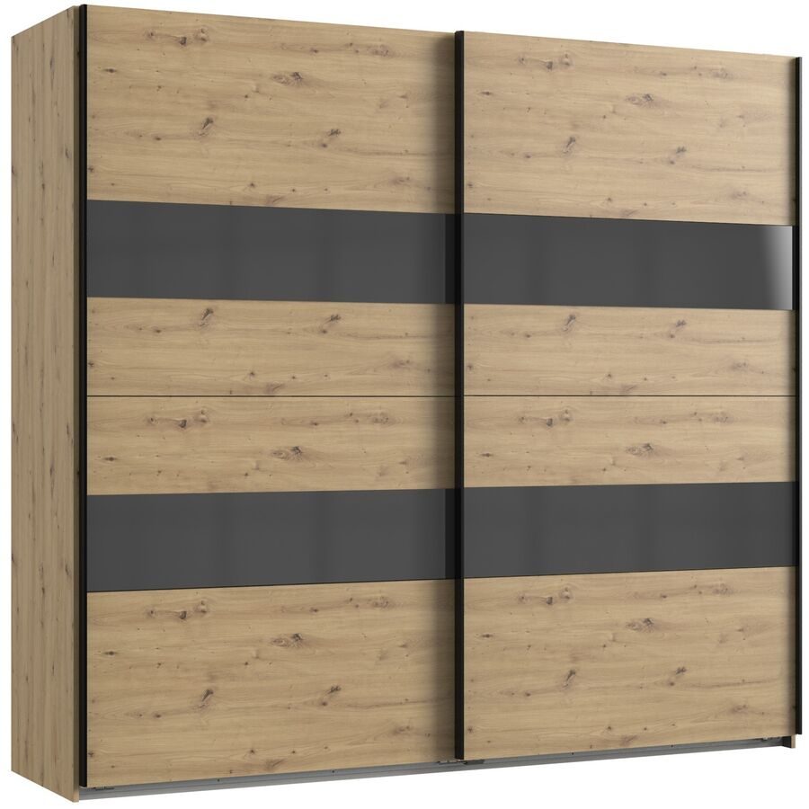 Kleiderschrank Akshay Braun Holzwerkstoff 225 cm 65 cm 208 cm - Farbe: Eiche Nachbildung - Kleiderschrank