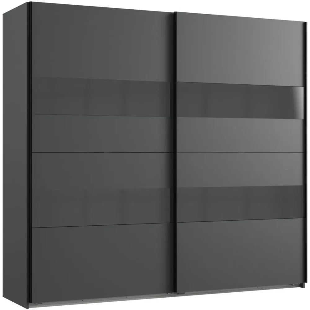 Kleiderschrank Akshay Grau Holzwerkstoff 225 cm 65 cm 208 cm - Farbe: graphit - Kleiderschrank