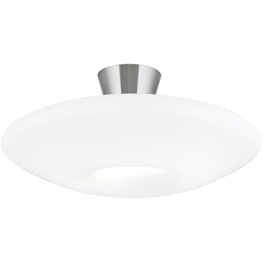 Deckenlampe Blanc Weiss/Grau Stahl/Glas 49 cm 22 cm - Farbe: Nickel matt/weiss - Material: Glas/Stahl - Deckenlampe