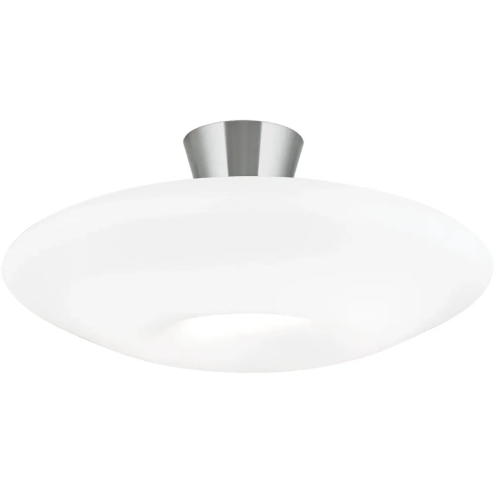 Deckenlampe Blanc Weiss/Grau Stahl/Glas 49 cm 22 cm - Farbe: Nickel matt/weiss - Material: Glas/Stahl - Deckenlampe