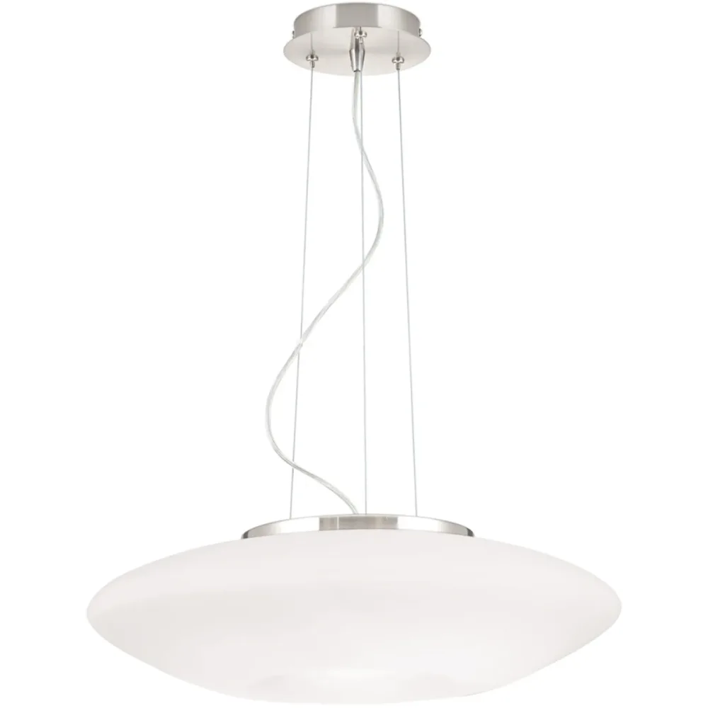 Pendellampe Blanc Weiss/Grau Stahl/Glas 49 cm 21 cm - Farbe: Nickel matt/weiss - Material: Glas/Stahl - Pendellampe