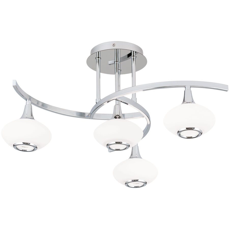 Deckenlampe Lia Grau Stahl/Glas 58 cm 27.5 cm - Farbe: chrom - Material: Glas/Stahl - Deckenlampe