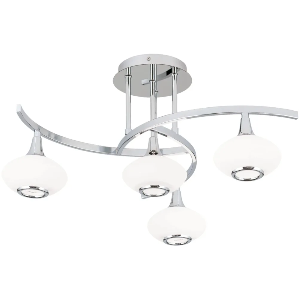 Deckenlampe Lia Grau Stahl/Glas 58 cm 27.5 cm - Farbe: chrom - Material: Glas/Stahl - Deckenlampe
