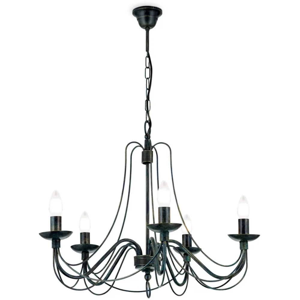 Kronleuchter Vela Grün/Schwarz Stahl 60 cm 50 cm - Farbe: Schwarz/grün - Kronleuchter