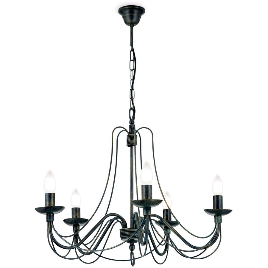 Kronleuchter Vela Grün/Schwarz Stahl 60 cm 50 cm - Farbe: Schwarz/grün - Kronleuchter