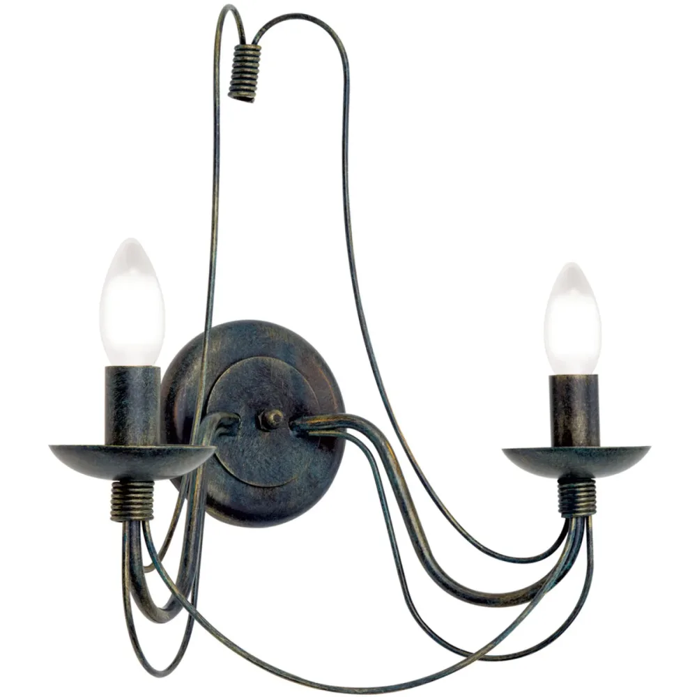 Wandlampe Vela Grün/Schwarz Stahl 39 cm 40 cm - Farbe: Schwarz/grün - Wandlampe