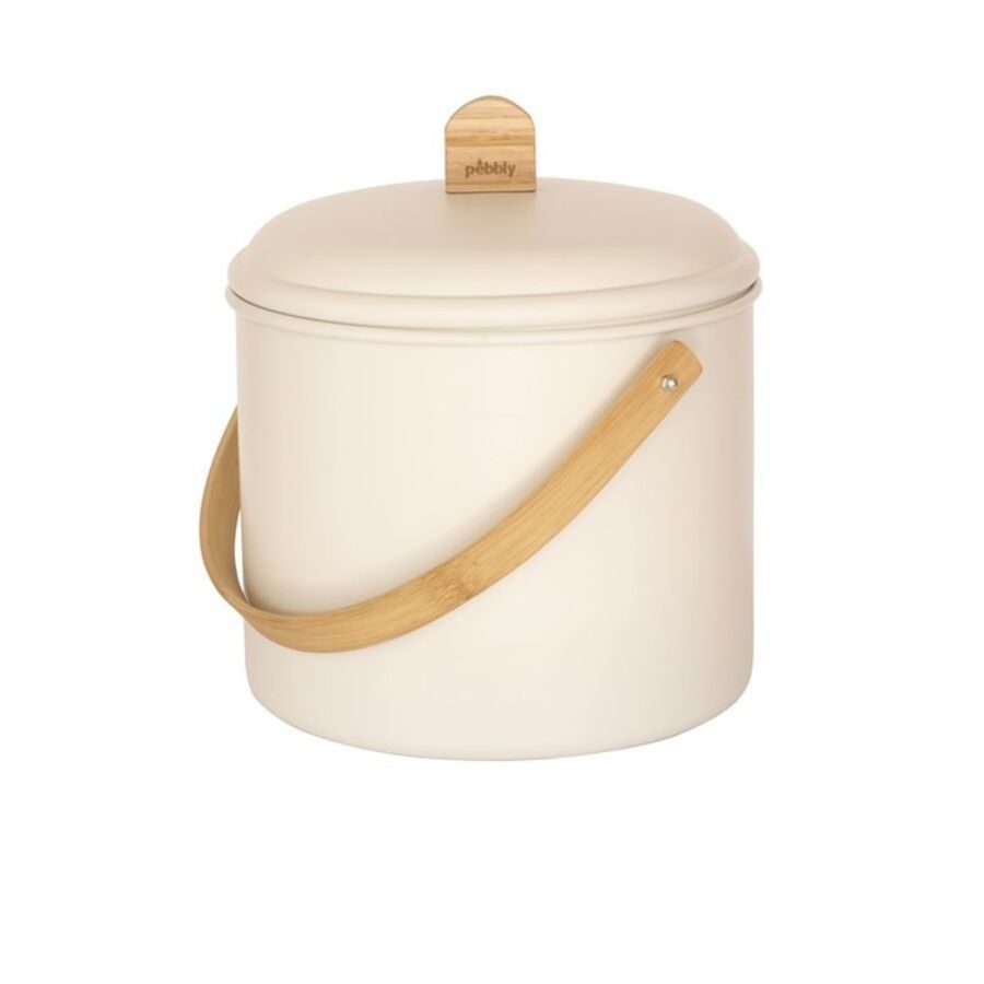 Diverse Komposteimer Pebbly Beige Stahl/Holz - Farbe: cream - Material: Holz/Stahl