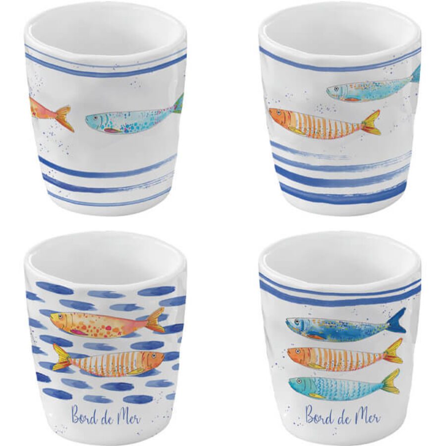 Easy Life Kaffeetasse Bord de Mer Weiss/Blau Porzellan 0.12 l - Farbe: weiss, blau - Kaffeetasse