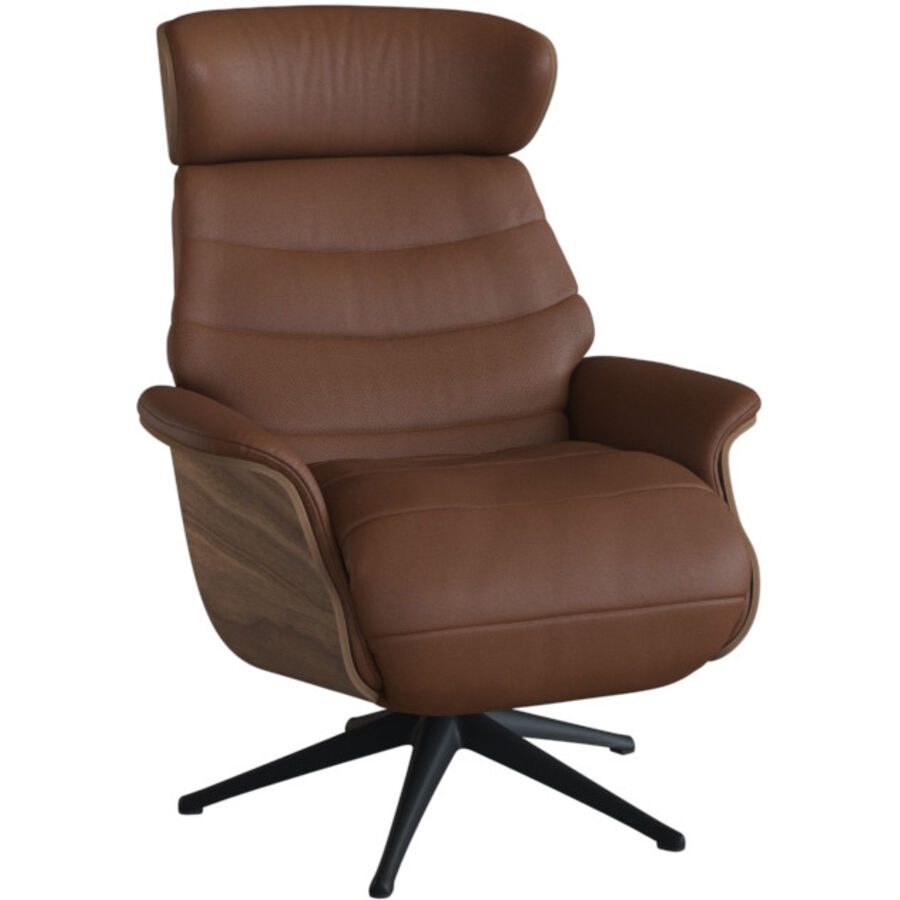 Relaxsessel Cam Braun Leder 83 cm 88 cm - Farbe: kastanie - Relaxsessel