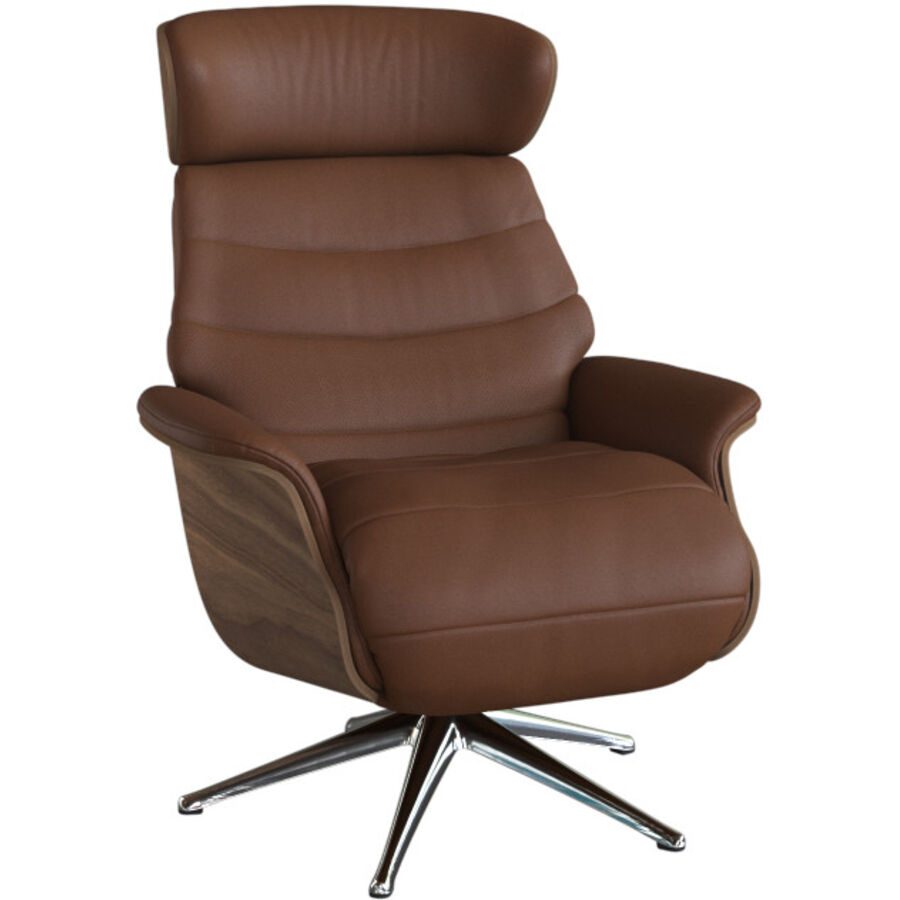 Relaxsessel Cam Braun Leder 83 cm 88 cm - Farbe: kastanie - Relaxsessel