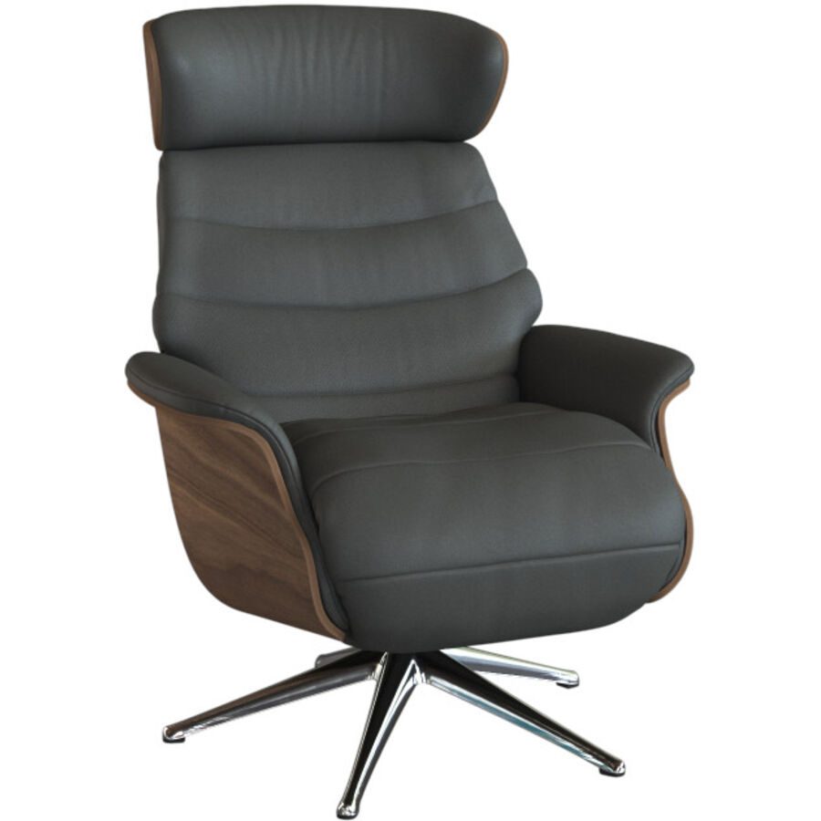 Relaxsessel Cam Grau Leder 83 cm 88 cm - Farbe: warmgrau - Relaxsessel