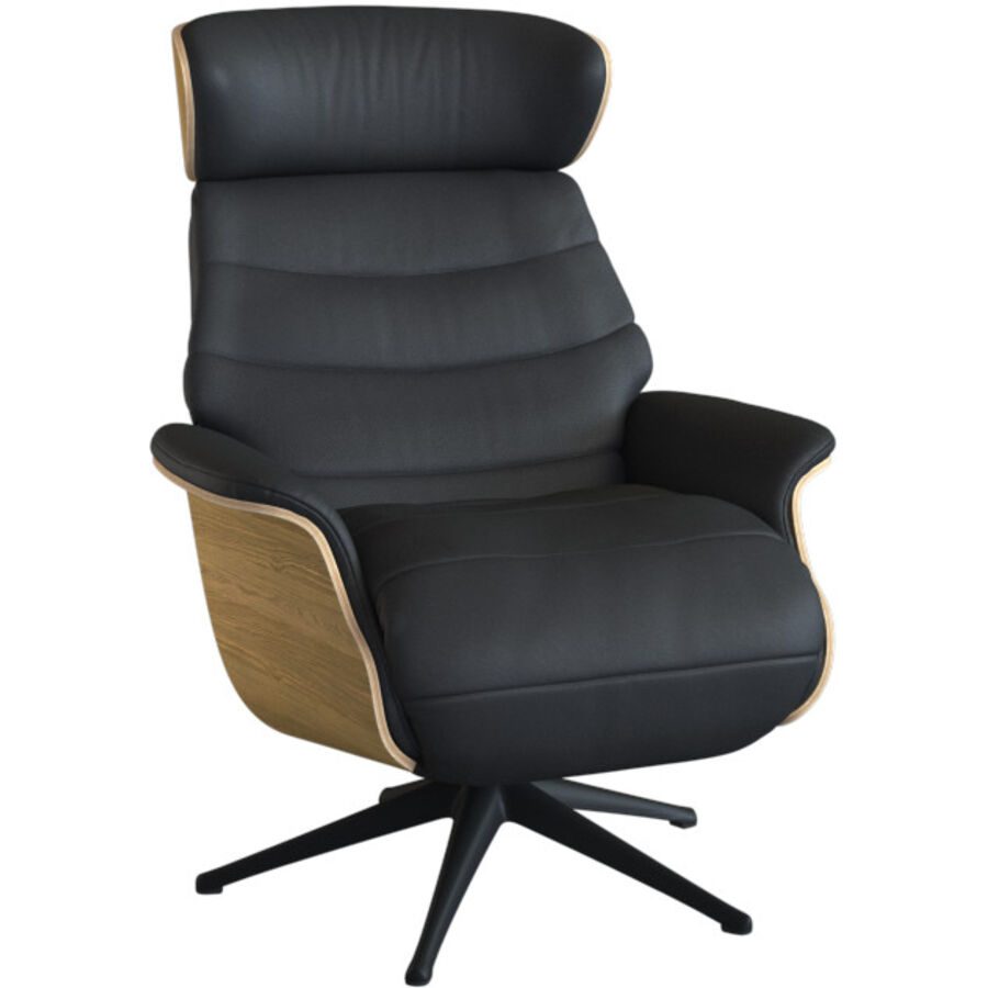 Relaxsessel Cam Schwarz Leder 83 cm 88 cm - Relaxsessel