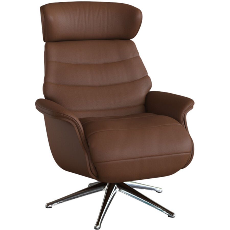 Relaxsessel Cam Braun Leder 83 cm 88 cm - Farbe: kastanie - Relaxsessel