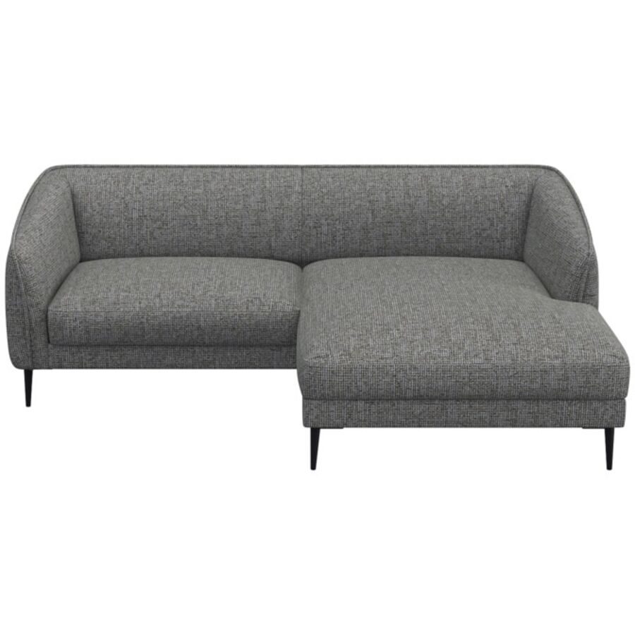 Ecksofa Fady Grau Stoff 220 cm 148.5 cm - Farbe: flanellgrau - Ecksofa