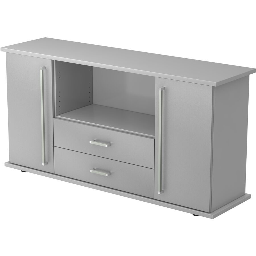 Sideboard Office Silber/Grau Holz 166.1 cm 44.8 cm 84 cm - Farbe: silber, grau - Material: Holzwerkstoff - Sideboard