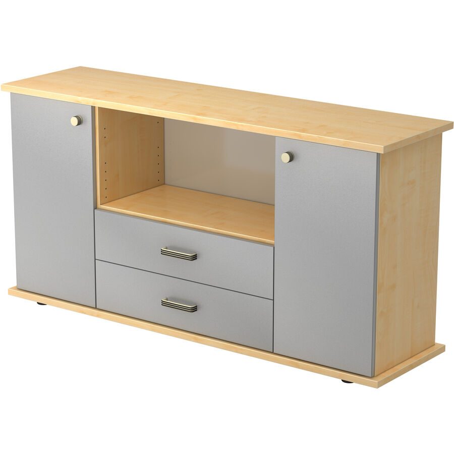 Sideboard Office Silber/Braun Holz 166.1 cm 44.8 cm 84 cm - Farbe: silber, braun - Material: Holzwerkstoff - Sideboard