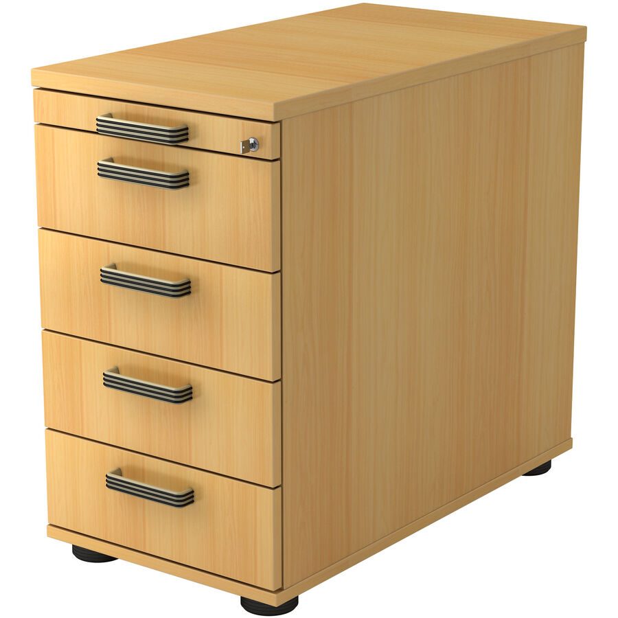 Standcontainer Office Braun/Silber Holz 42.8 cm 76 cm 80 cm - Farbe: buche/Aluminium gebürstet - Material: Holzwerkstoff - Standcontainer