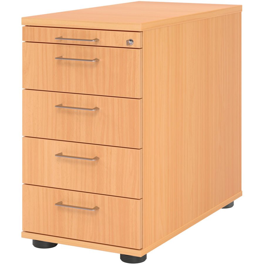 Standcontainer Office Braun/Silber Holz 42.8 cm 76 cm 80 cm - Farbe: buche/Aluminium gebürstet - Material: Holzwerkstoff - Standcontainer