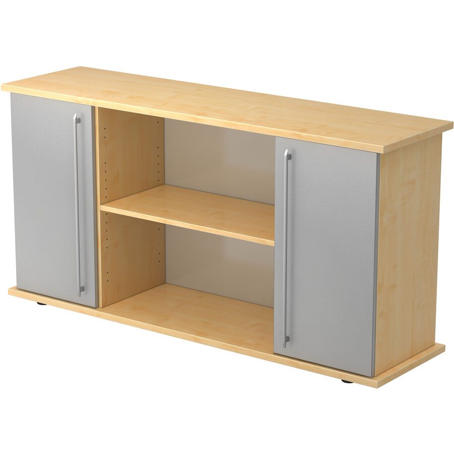 Sideboard Office Silber/Braun Holz 166.1 cm 44.8 cm 84 cm - Farbe: Silber, Ahorn - Material: Holzwerkstoff - Sideboard