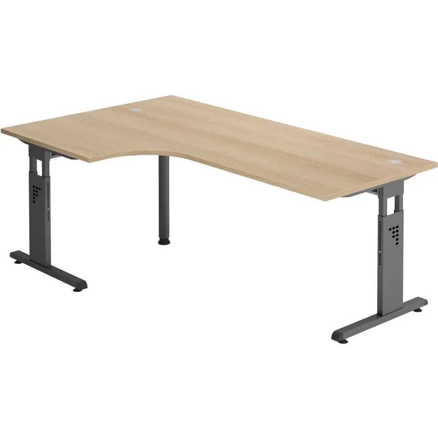 Schreibtisch Office Braun Holz 200 cm - Farbe: eiche - Material: Holzwerkstoff - Schreibtisch