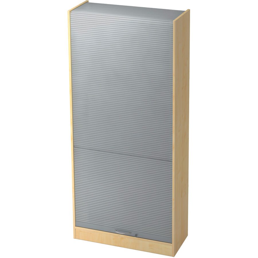 Aktenschrank Office Silber/Braun Holz/Kunststoff 90 cm 40 cm 200.4 cm - Farbe: Silber, Ahorn Dekor - Material: Holzwerkstoff, Kunststoff -