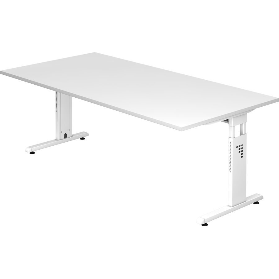 Schreibtisch Office Weiss Holz 200 cm - Material: Holzwerkstoff - Schreibtisch