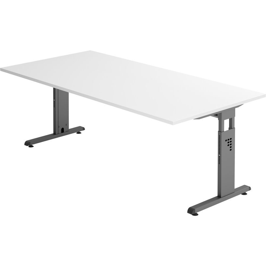Schreibtisch Office Weiss Holz 200 cm - Material: Holzwerkstoff - Schreibtisch