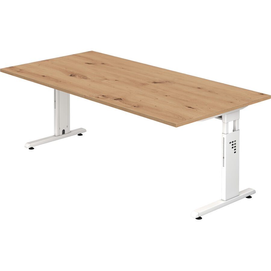 Schreibtisch Office Braun Holz 200 cm - Farbe: Asteiche - Material: Holzwerkstoff - Schreibtisch