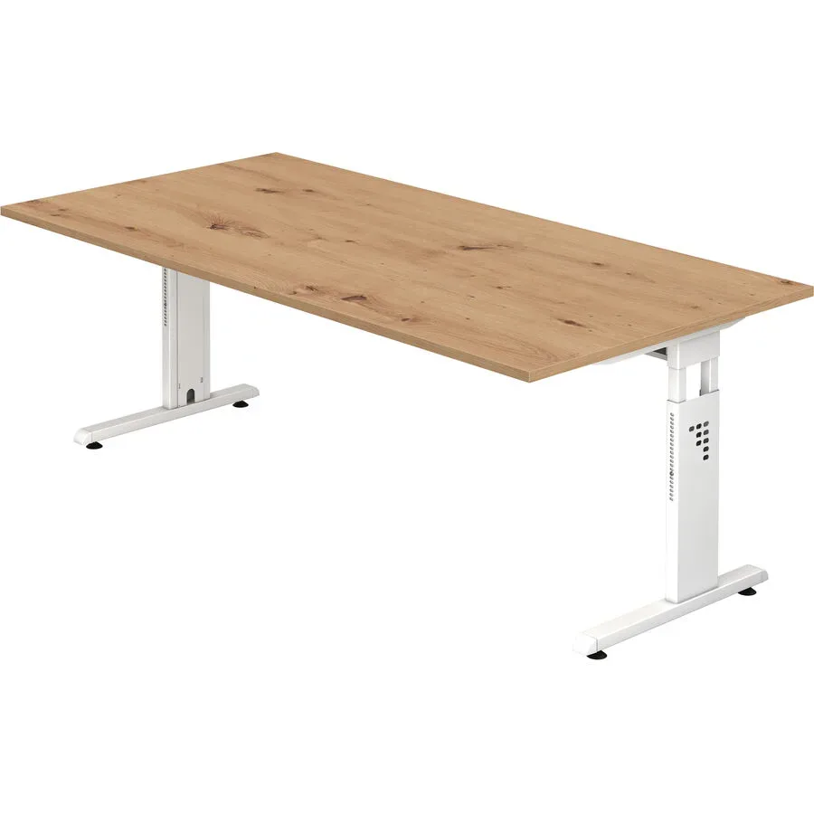Schreibtisch Office Braun Holz 200 cm - Farbe: Asteiche - Material: Holzwerkstoff - Schreibtisch