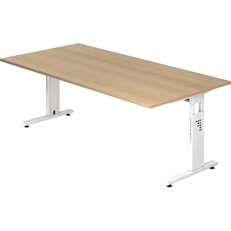 Schreibtisch Office Braun Holz 200 cm - Farbe: eiche - Material: Holzwerkstoff - Schreibtisch
