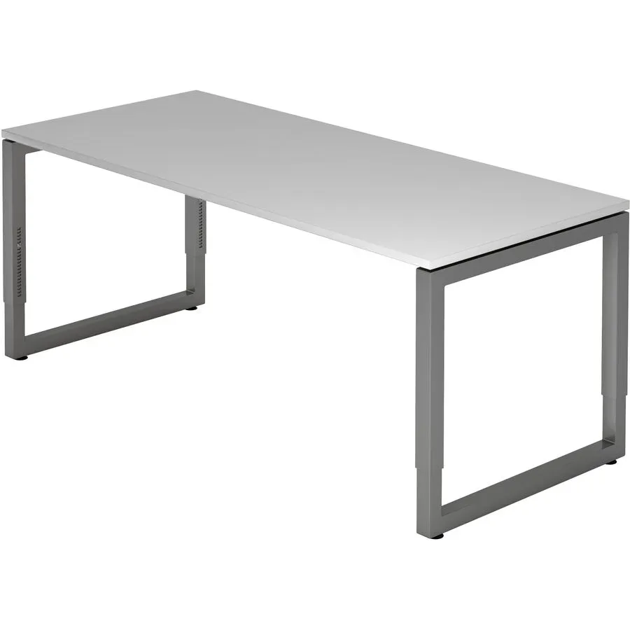 Schreibtisch Office Grau Holz 180 cm Höhenverstellbar (manuell) - Material: Holzwerkstoff - Schreibtisch