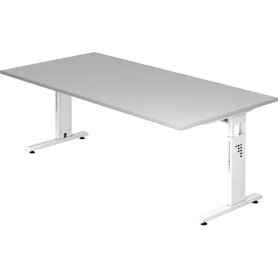 Schreibtisch Office Grau Holz 200 cm - Material: Holzwerkstoff - Schreibtisch