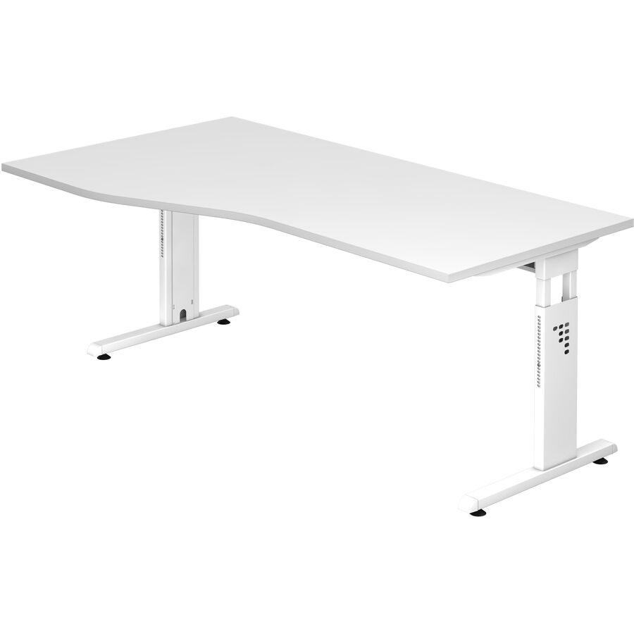 Schreibtisch Office Weiss Holz 180 cm Höhenverstellbar (manuell) - Material: Holzwerkstoff - Schreibtisch
