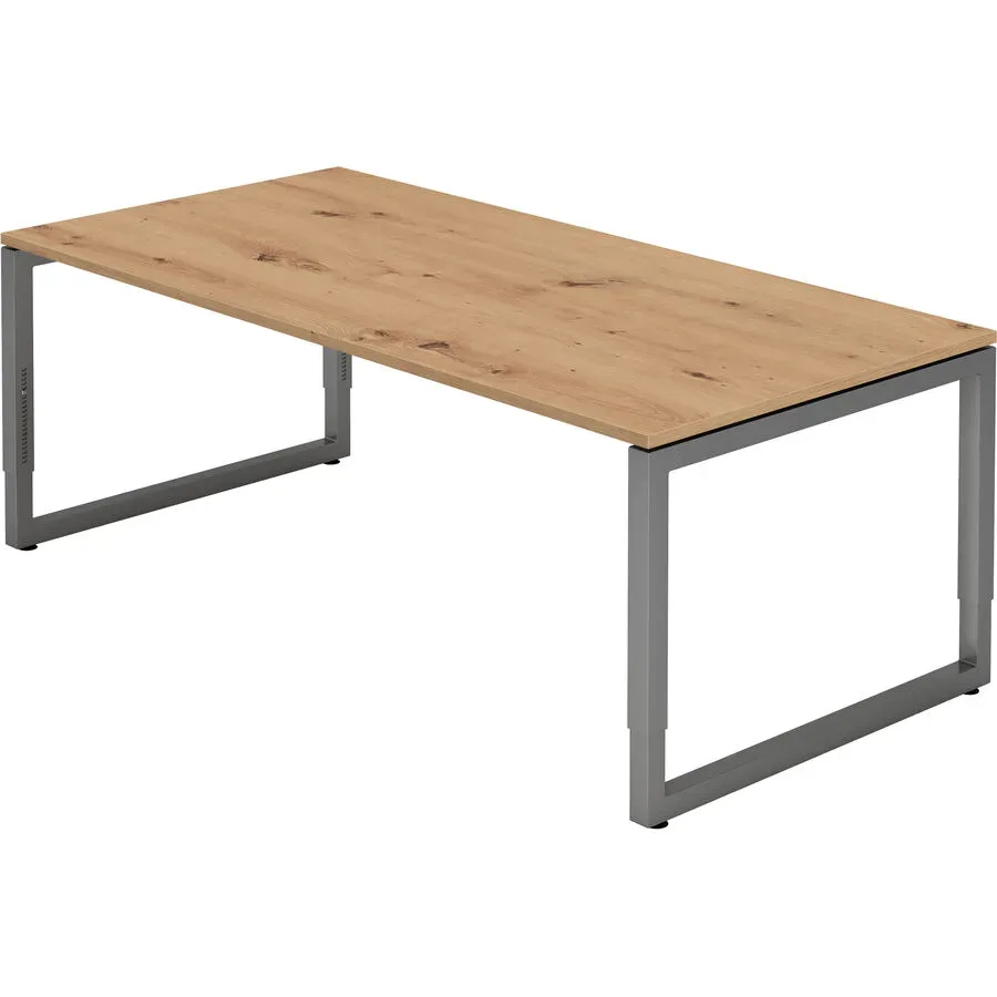 Schreibtisch Office Braun Holz 200 cm Höhenverstellbar (manuell) - Farbe: Asteiche - Material: Holzwerkstoff - Schreibtisch